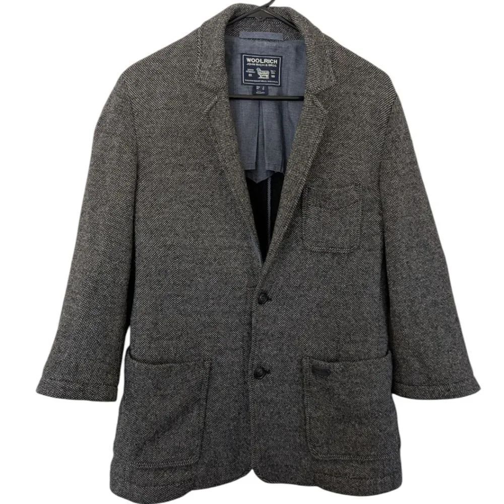 Woolrich John Rich & Bros Women's S Grey Wool Two Button Blazer 3/4 Sleeve